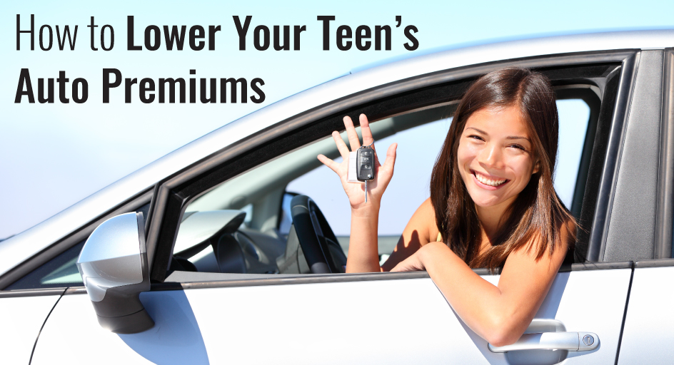 blog image of a teenage driver; blog title: How to Lower Your Teen’s Auto Premiums